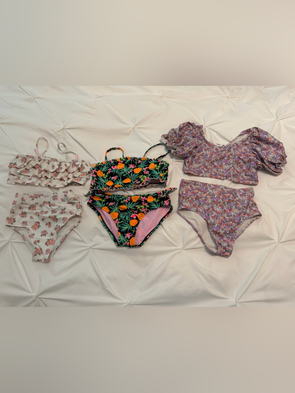 Cotton On Kids Cream Floral Swim Top with Pink & Orange Flowers